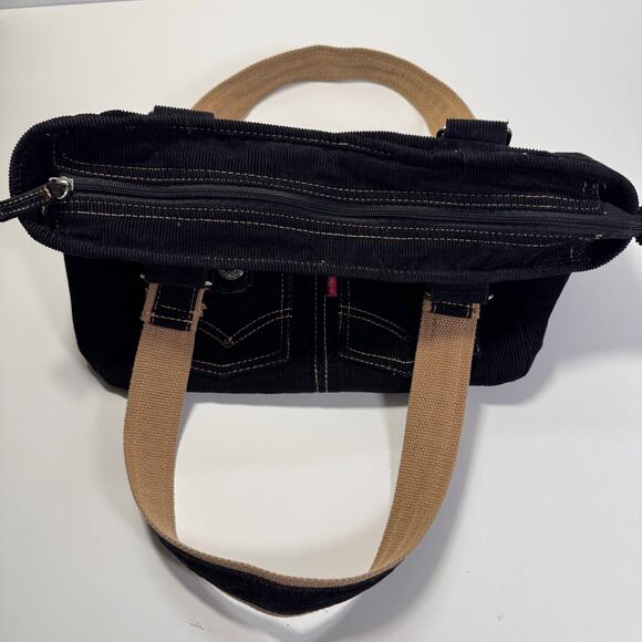 Vintage Rare Y2K Levi's Black Corduroy Shoulder Bag Retro Casual Boho Goth - Picture 9 of 11